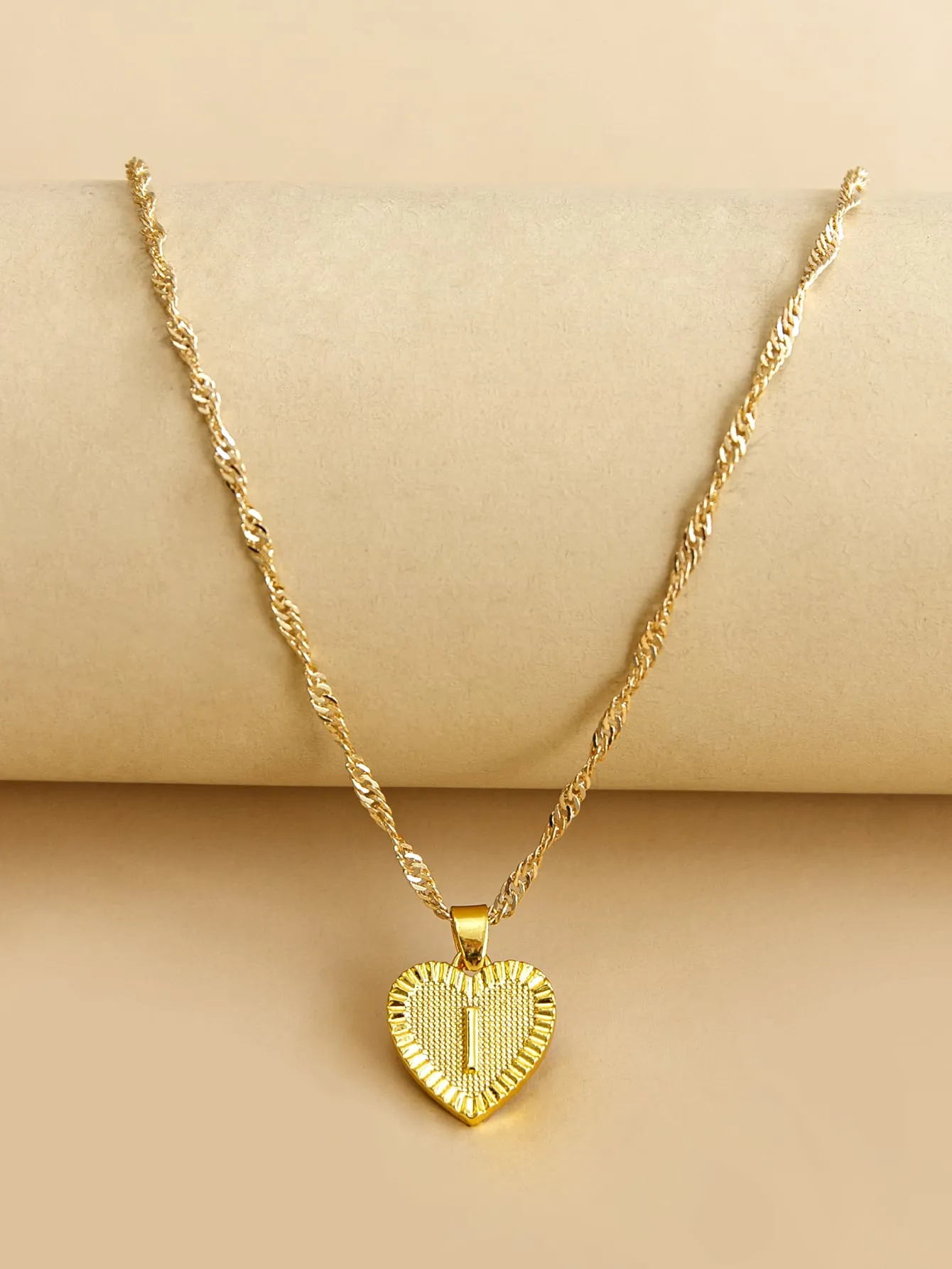 Letter Design Heart Charm Necklace