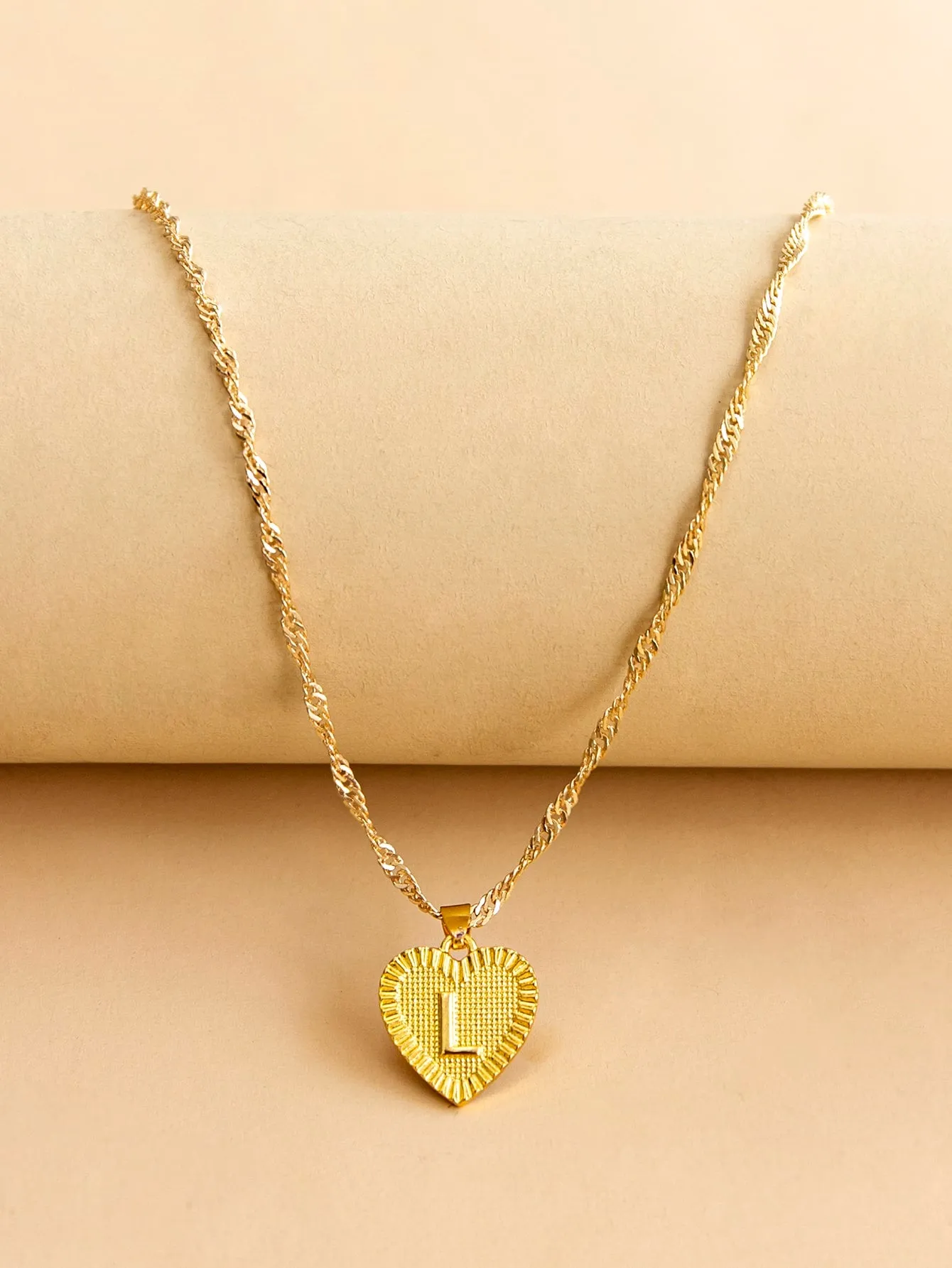 Letter Design Heart Charm Necklace