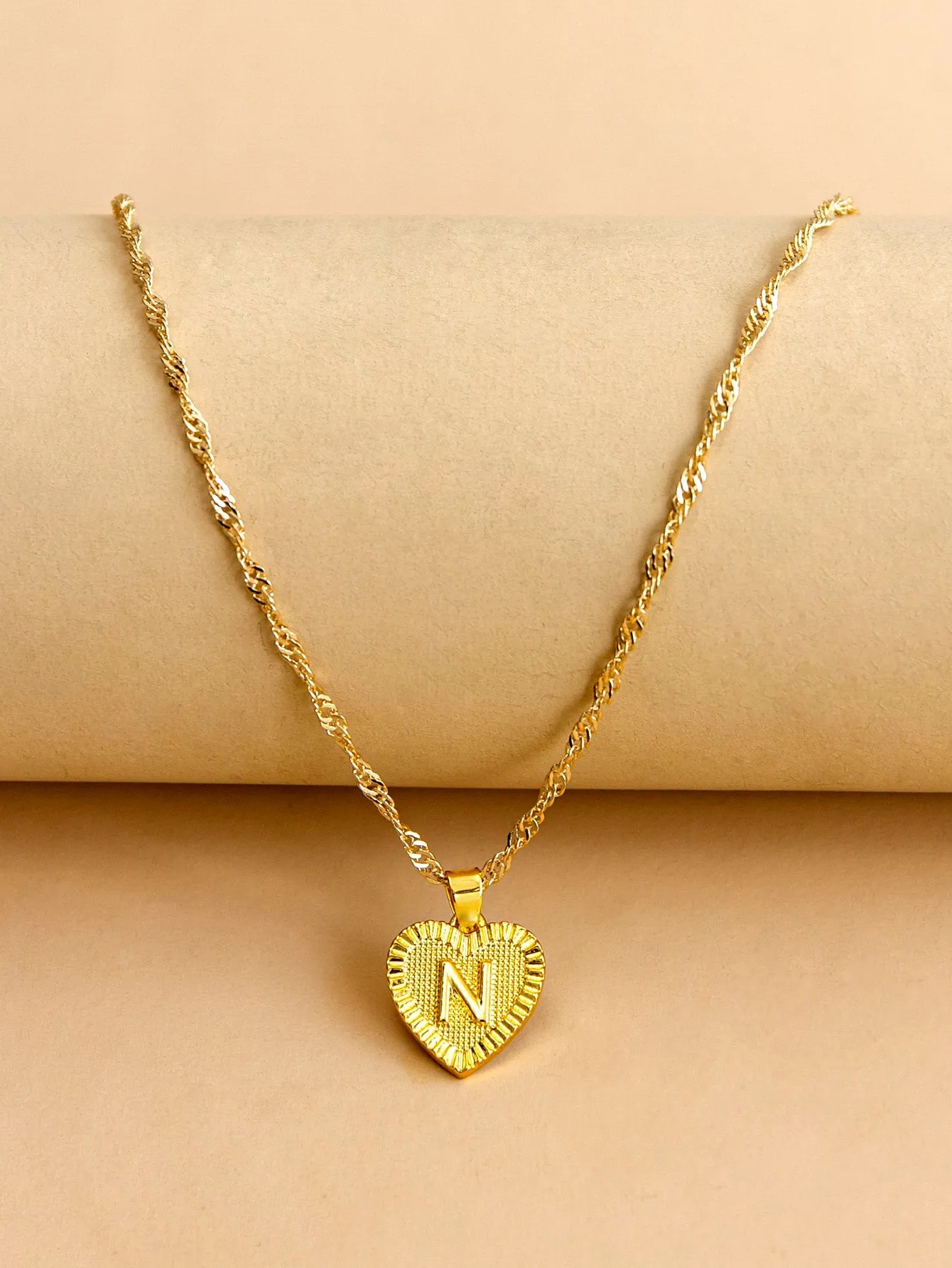 Letter Design Heart Charm Necklace