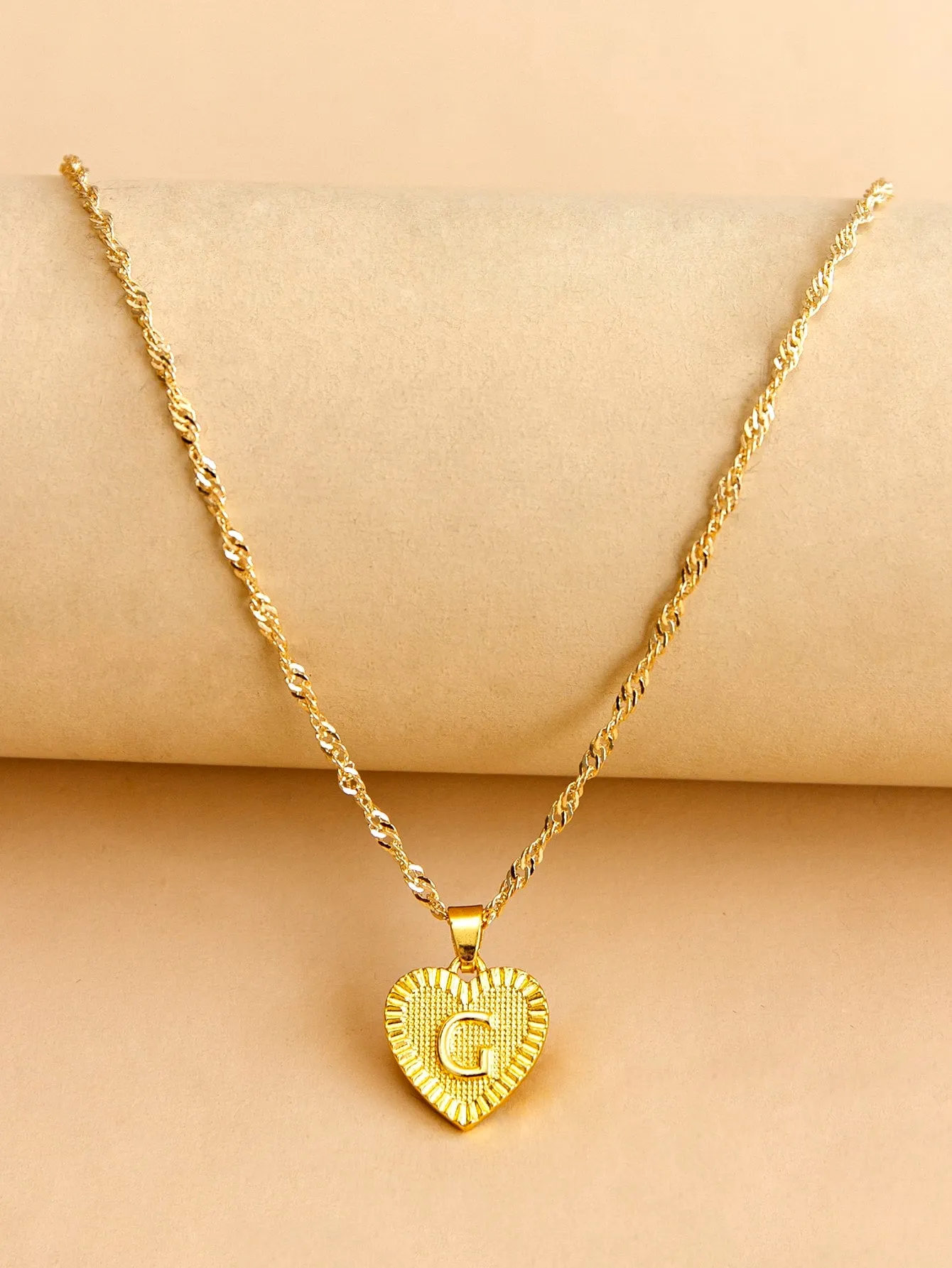 Letter Design Heart Charm Necklace