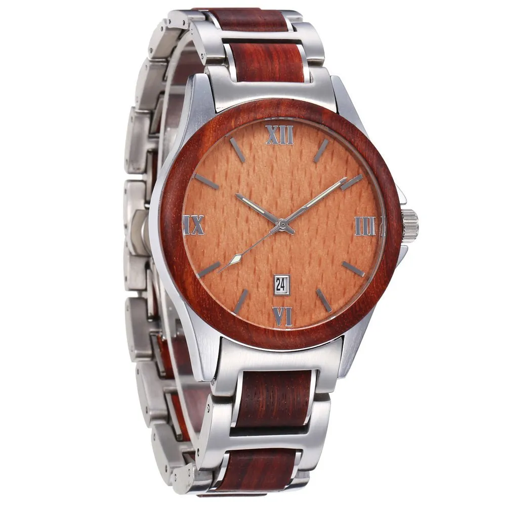 Men's Wooden Quartz Waterproof Watch