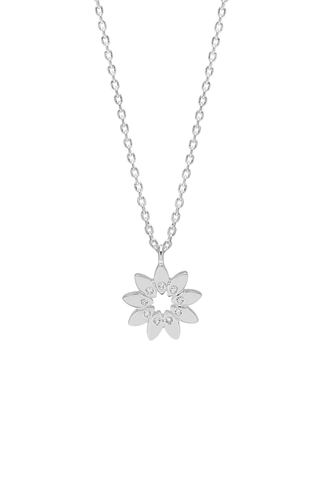 Modern Flower Necklace with CZ