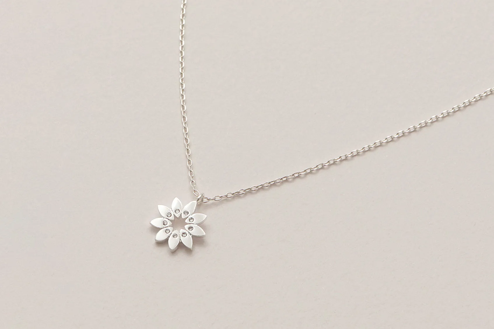 Modern Flower Necklace with CZ