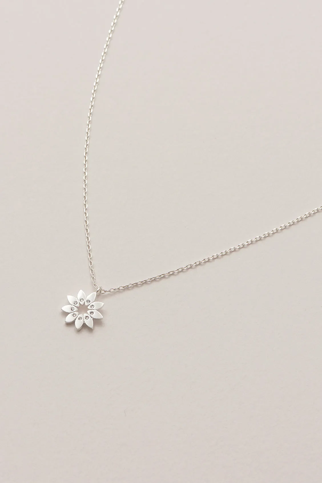 Modern Flower Necklace with CZ