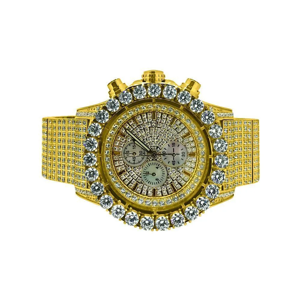 Monster Bezel CZ Iced Out Watch Stainless Steel