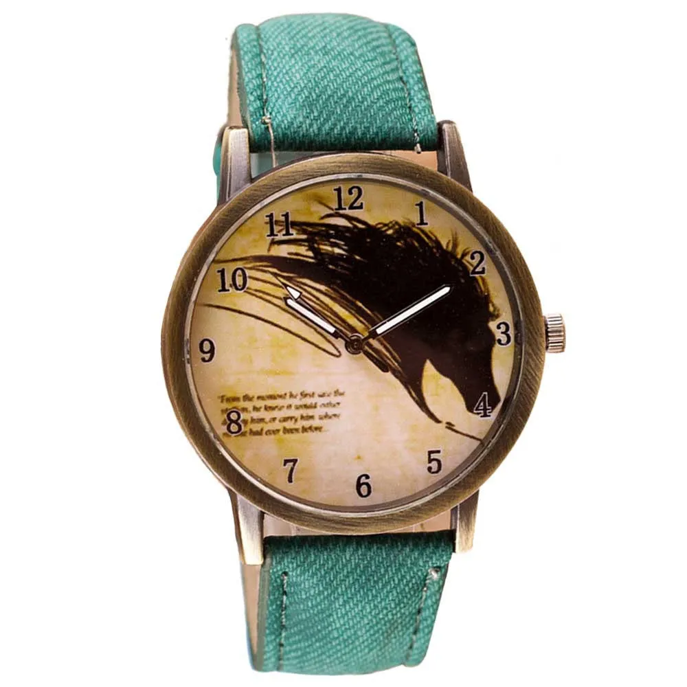 Newly Design Vintage Brief Painting Horse Watch Quartz Wrist Watches