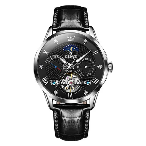 Olevs Luxury Automatic Men Watch Waterproof Skeleton Design Mechanical