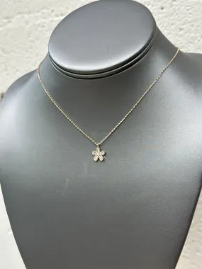 Pave Flower Pendant Necklace