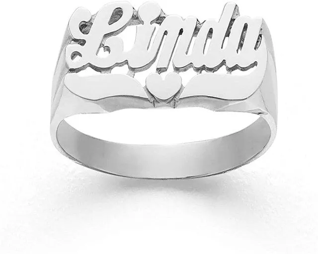 Personalized Carved Name Rings Initial Ring Name Rings Personalized 18K Gold-Plated Rings