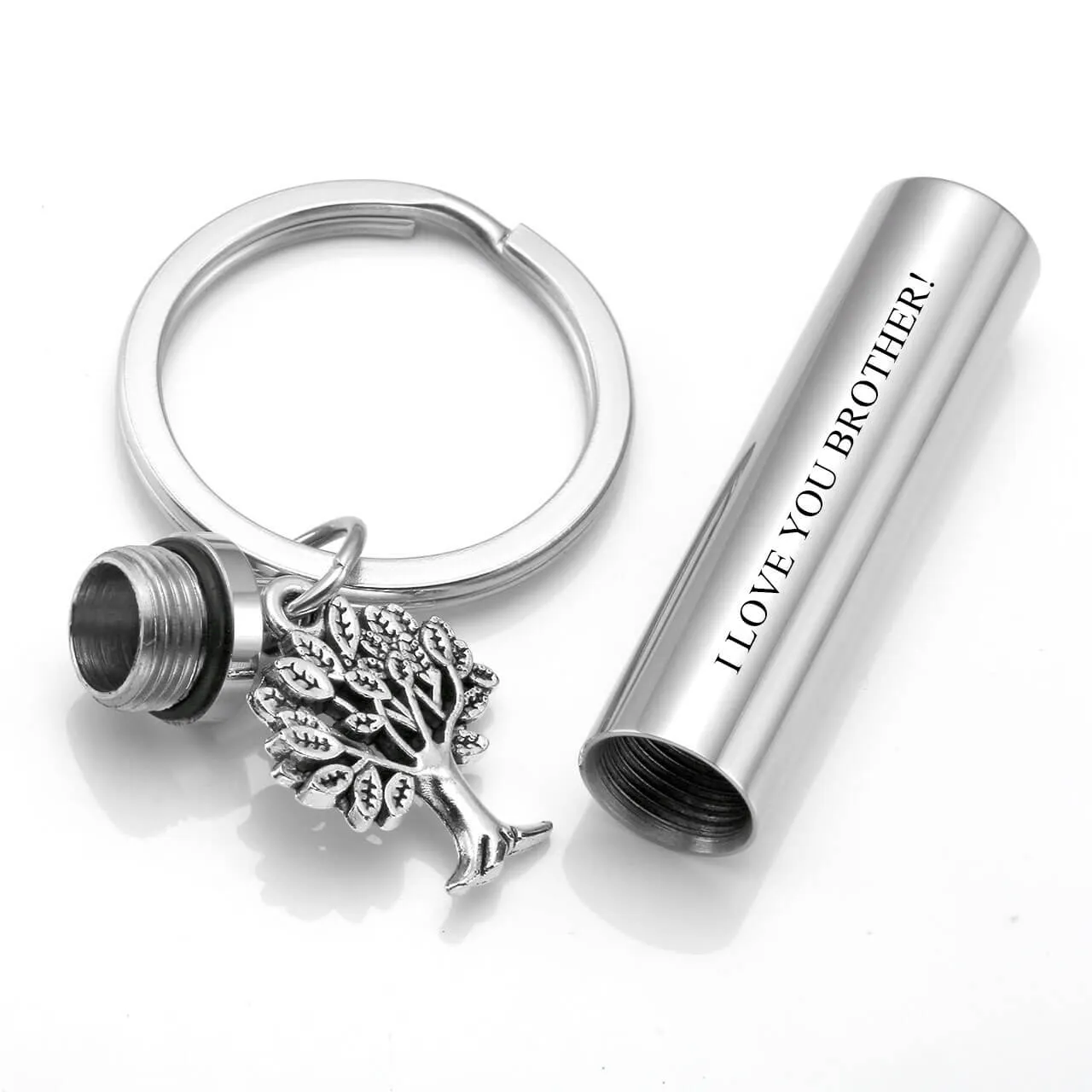 Personalized Cylinder Locket Urn Keychain for Ashes | Jovivi