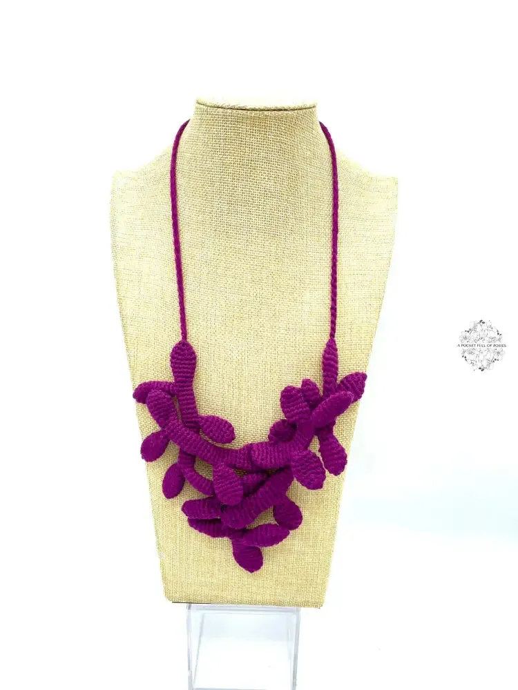 Peruvian Hand Knitted Necklace | Soft felt fabric with unique leaf design