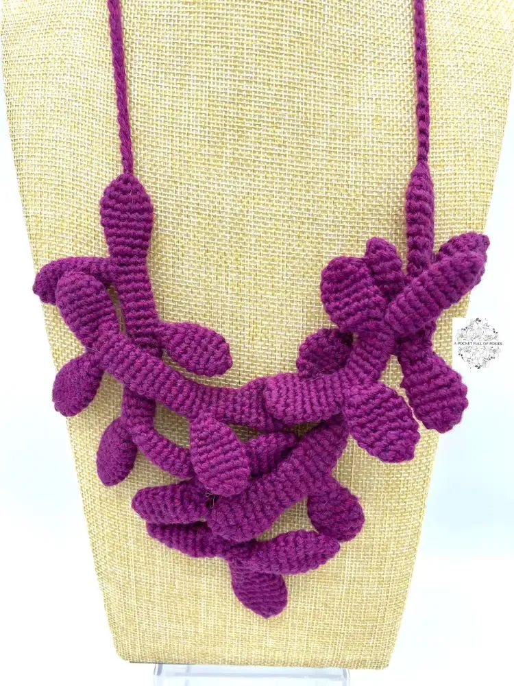 Peruvian Hand Knitted Necklace | Soft felt fabric with unique leaf design