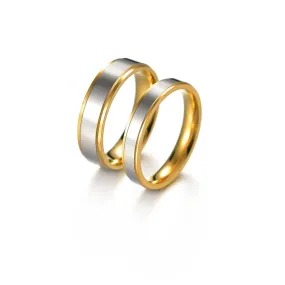 Premium Stainless Steel Gold Couple Rings - Valentine's Day Gift, Trendy Japanese and Korean Design - Unisex Ring Set