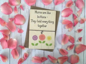 Printed Wooden Wish Bracelet - Mums Are Like Buttons