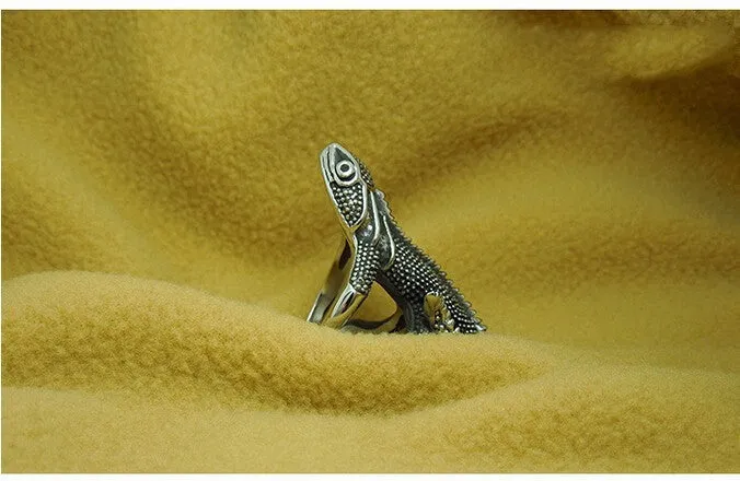 Punk Rock Style Geckos Shape Men Ring Cool Exaggerated Titanium Steel Rings Personality High Quality Biker Jewelry Never Fade