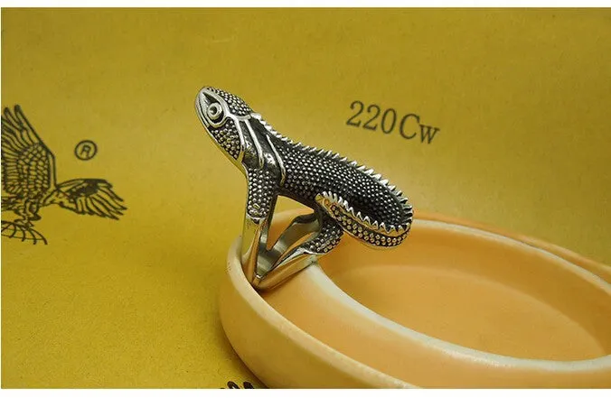 Punk Rock Style Geckos Shape Men Ring Cool Exaggerated Titanium Steel Rings Personality High Quality Biker Jewelry Never Fade