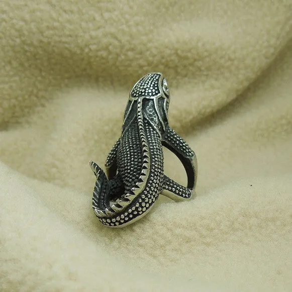 Punk Rock Style Geckos Shape Men Ring Cool Exaggerated Titanium Steel Rings Personality High Quality Biker Jewelry Never Fade