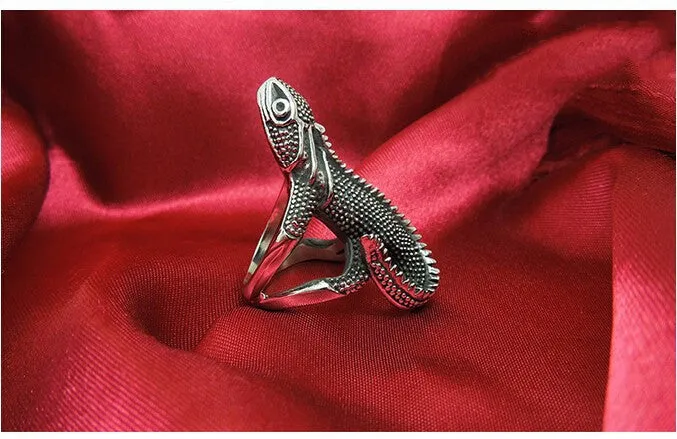 Punk Rock Style Geckos Shape Men Ring Cool Exaggerated Titanium Steel Rings Personality High Quality Biker Jewelry Never Fade