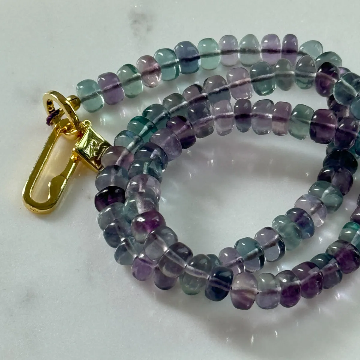 RAINBOW FLUORITE CANDY BEAD NECKLACE