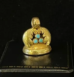 RARE Victorian Miniature Turquoise Fob Seal Pendant