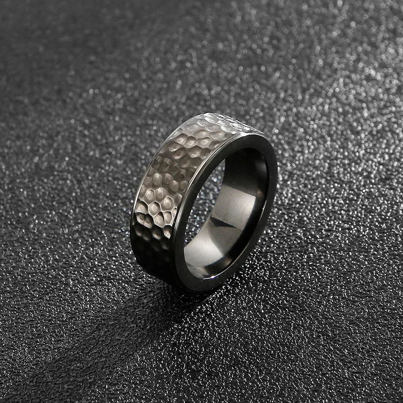 Retro Punk Titanium Steel Ring for Men - Japanese and Korean Fashion Trend, Wholesale Available, Size 8-13