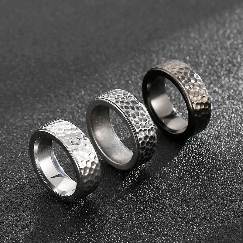 Retro Punk Titanium Steel Ring for Men - Japanese and Korean Fashion Trend, Wholesale Available, Size 8-13