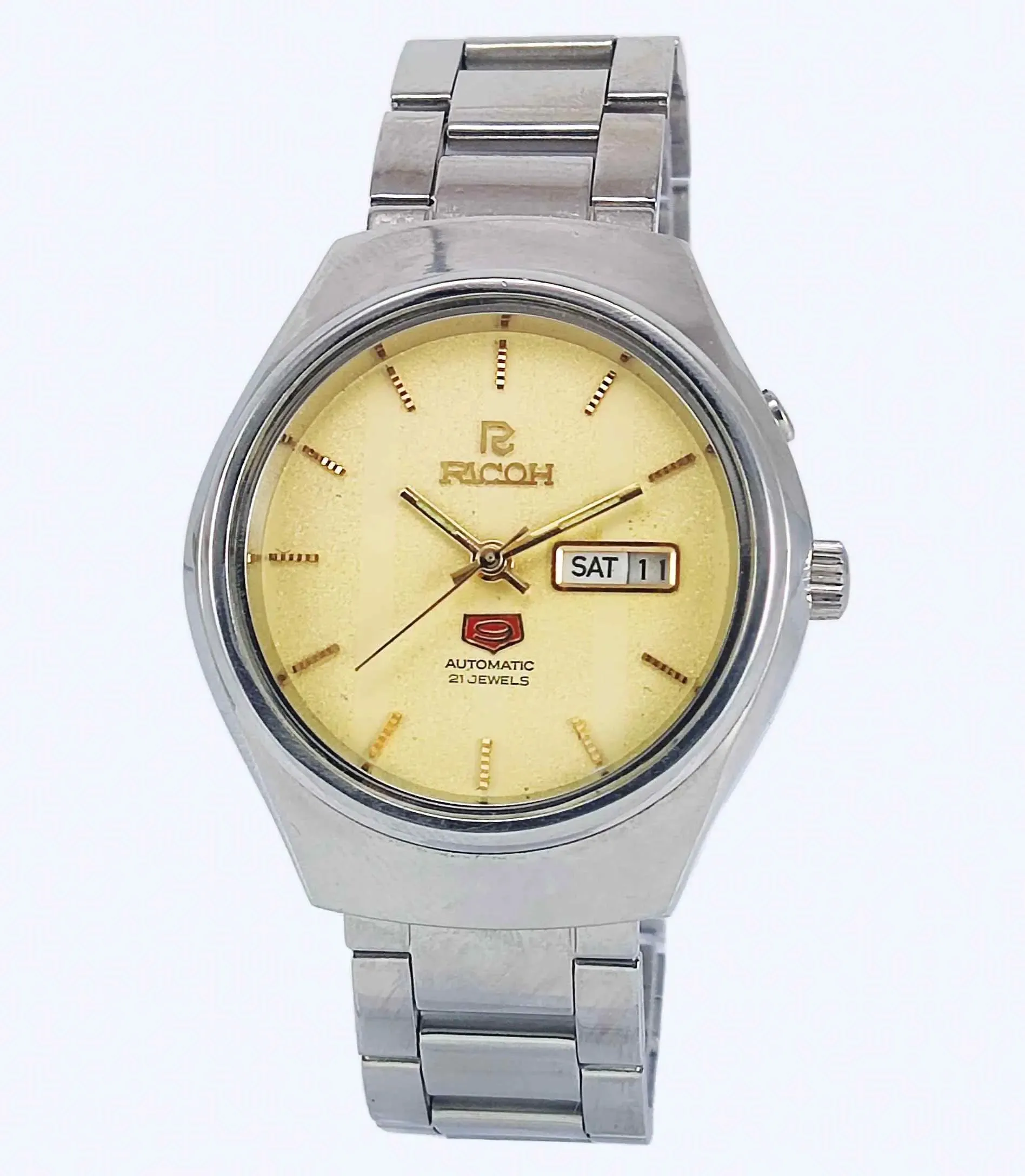 Ricoh Automatic 21 Jewels R31 Golden Dial Day Date Men's Mechanical Watch