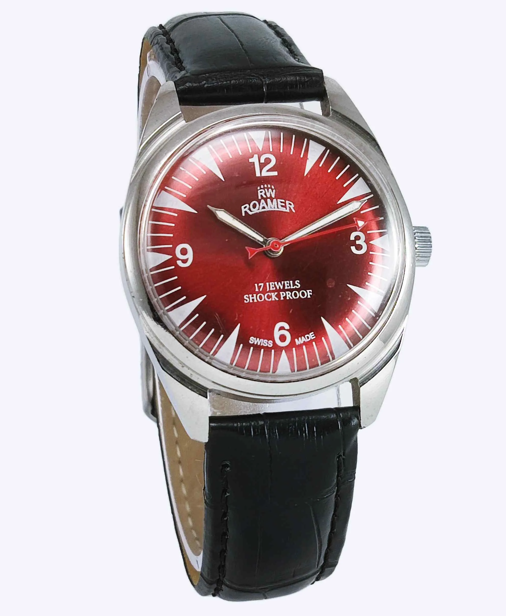 Roamer 17 Jewels Shock Proof Mechanical Handwinding Red Dial Watch