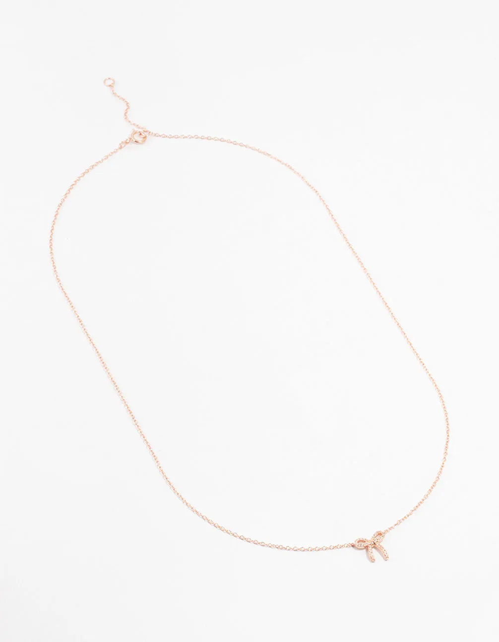 Rose Gold Plated Sterling Silver Cubic Zirconia Bow Necklace