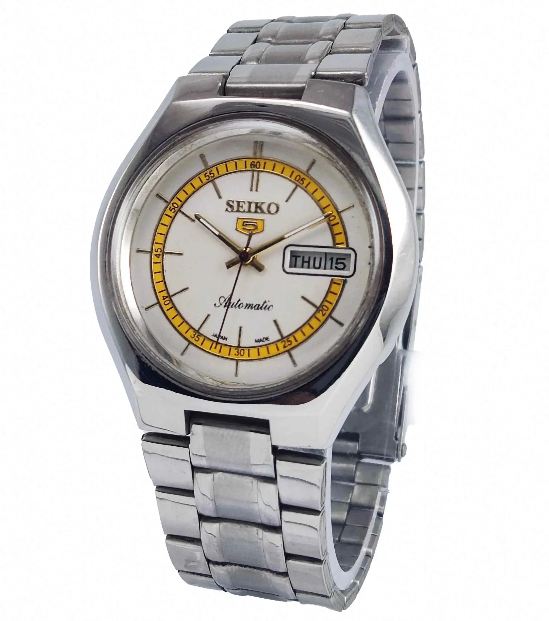 Seiko 5 Automatic-6319A White Dial 21 Jewels Day Date Men's Watch