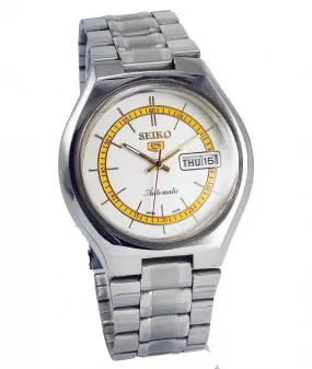 Seiko 5 Automatic-6319A White Dial 21 Jewels Day Date Men's Watch