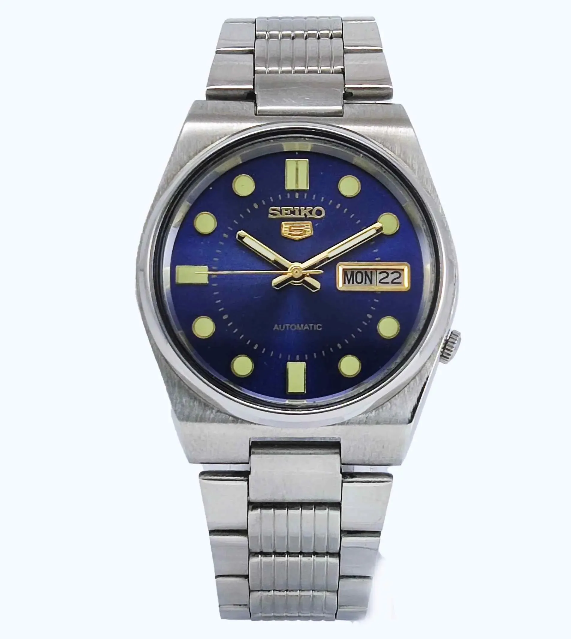 Seiko 5 Automatic-7009A Analog Blue Dial 17 Jewels Day Date Men's Mechanical Watch