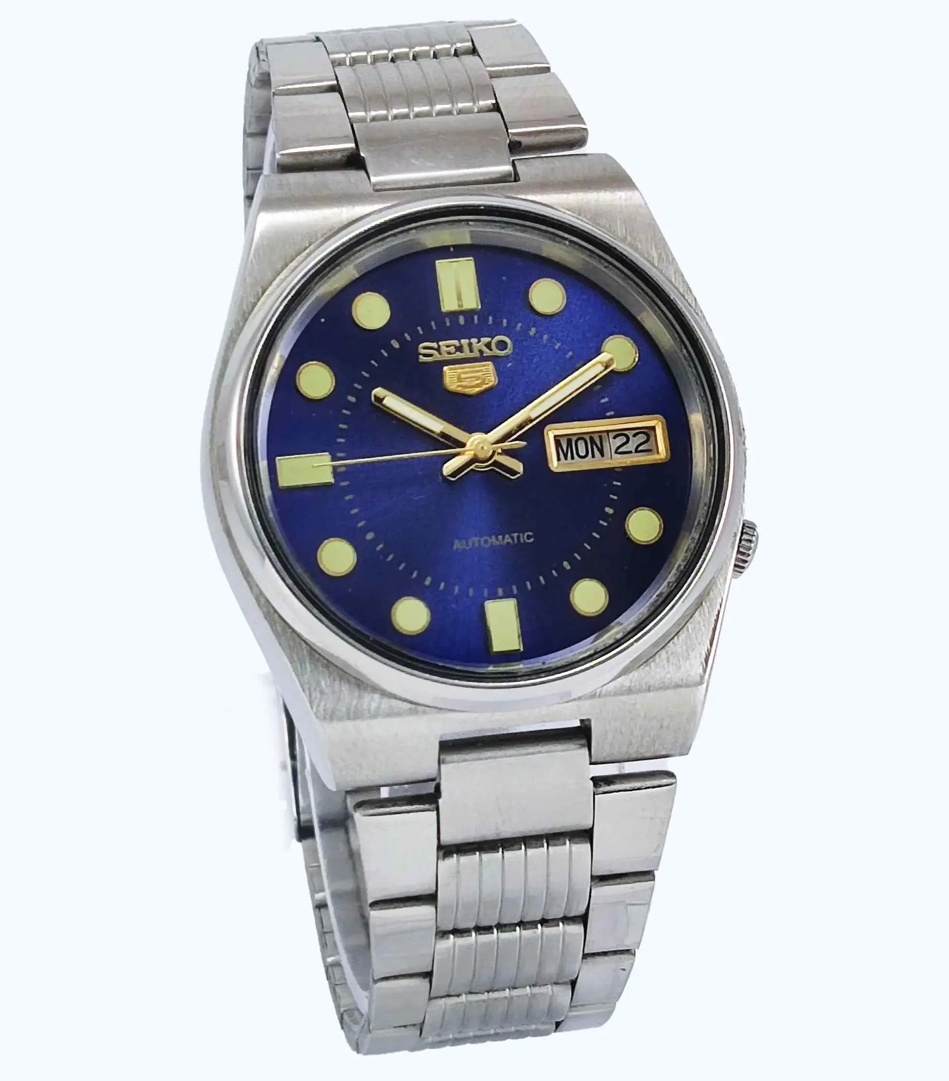 Seiko 5 Automatic-7009A Analog Blue Dial 17 Jewels Day Date Men's Mechanical Watch