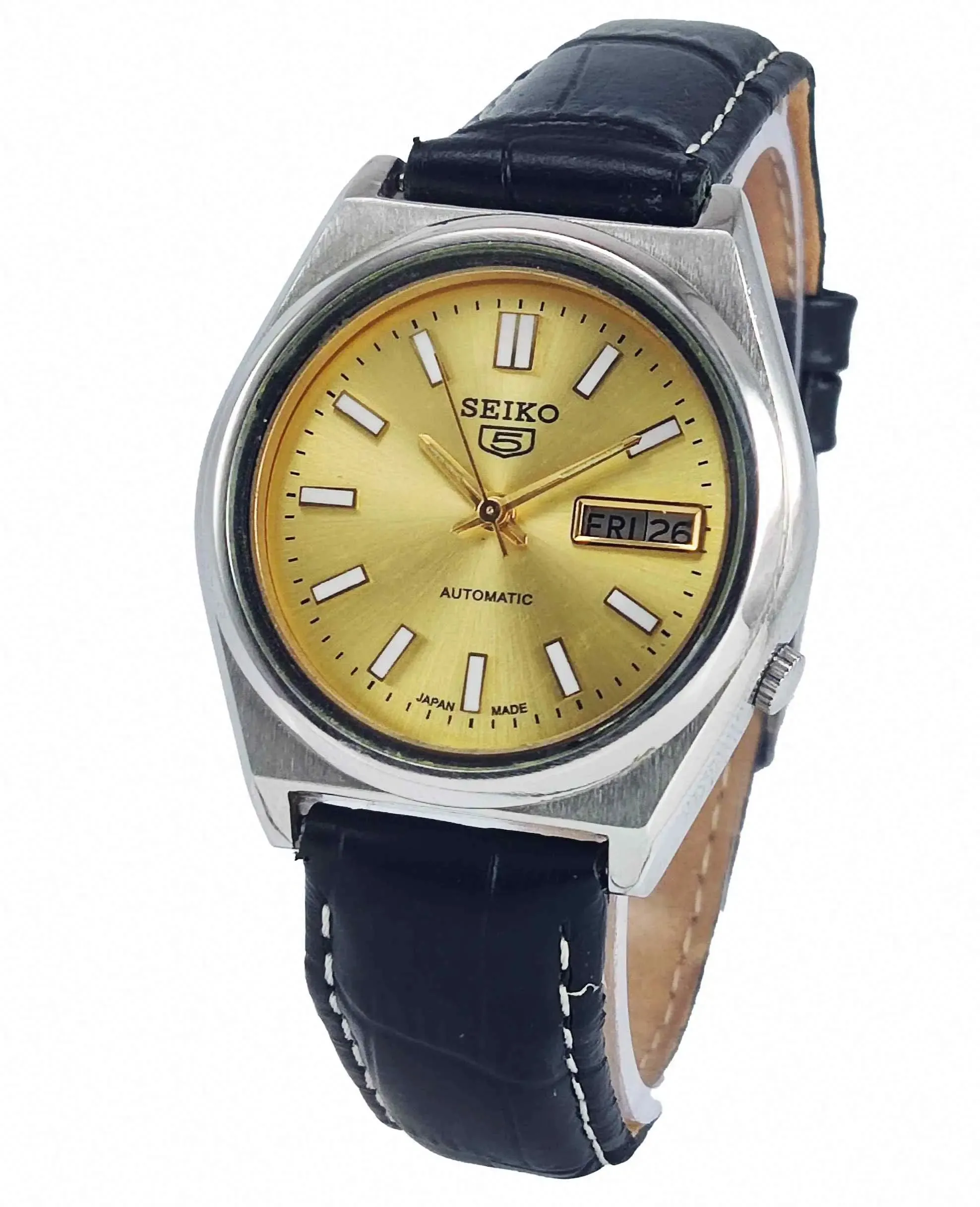 Seiko 5 Automatic 7009A Golden Dial 17 Jewels Men's Watch