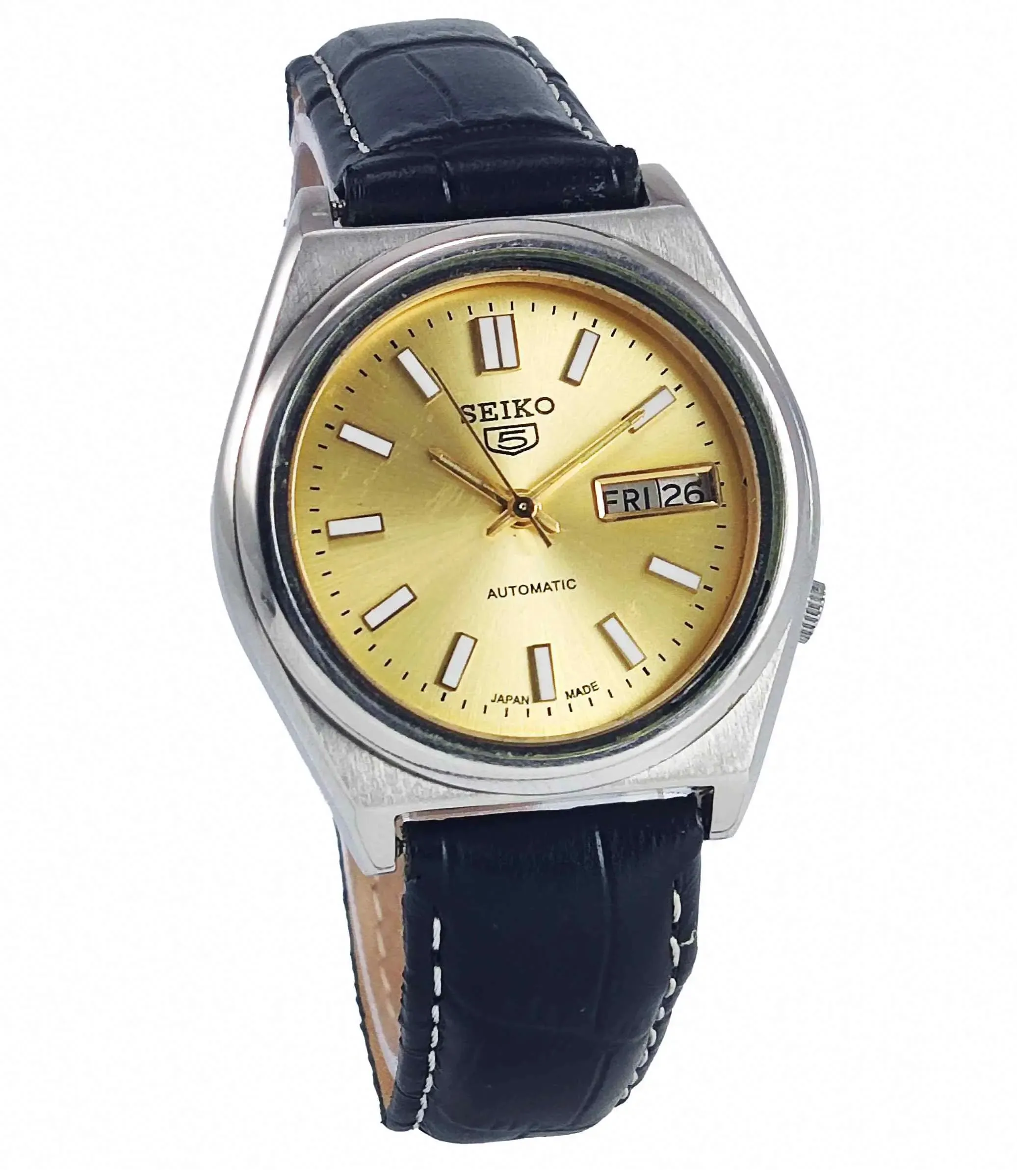 Seiko 5 Automatic 7009A Golden Dial 17 Jewels Men's Watch