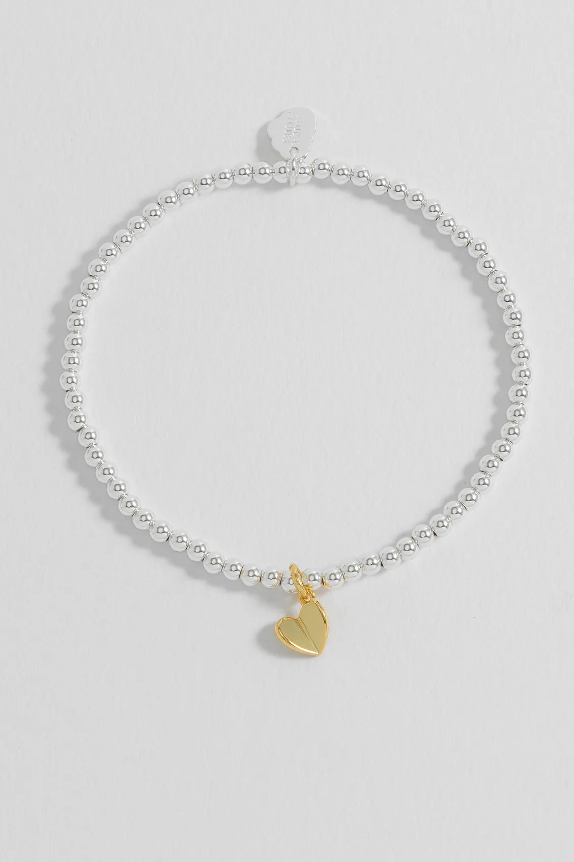 Sienna Beaded Folded Heart Charm Bracelet