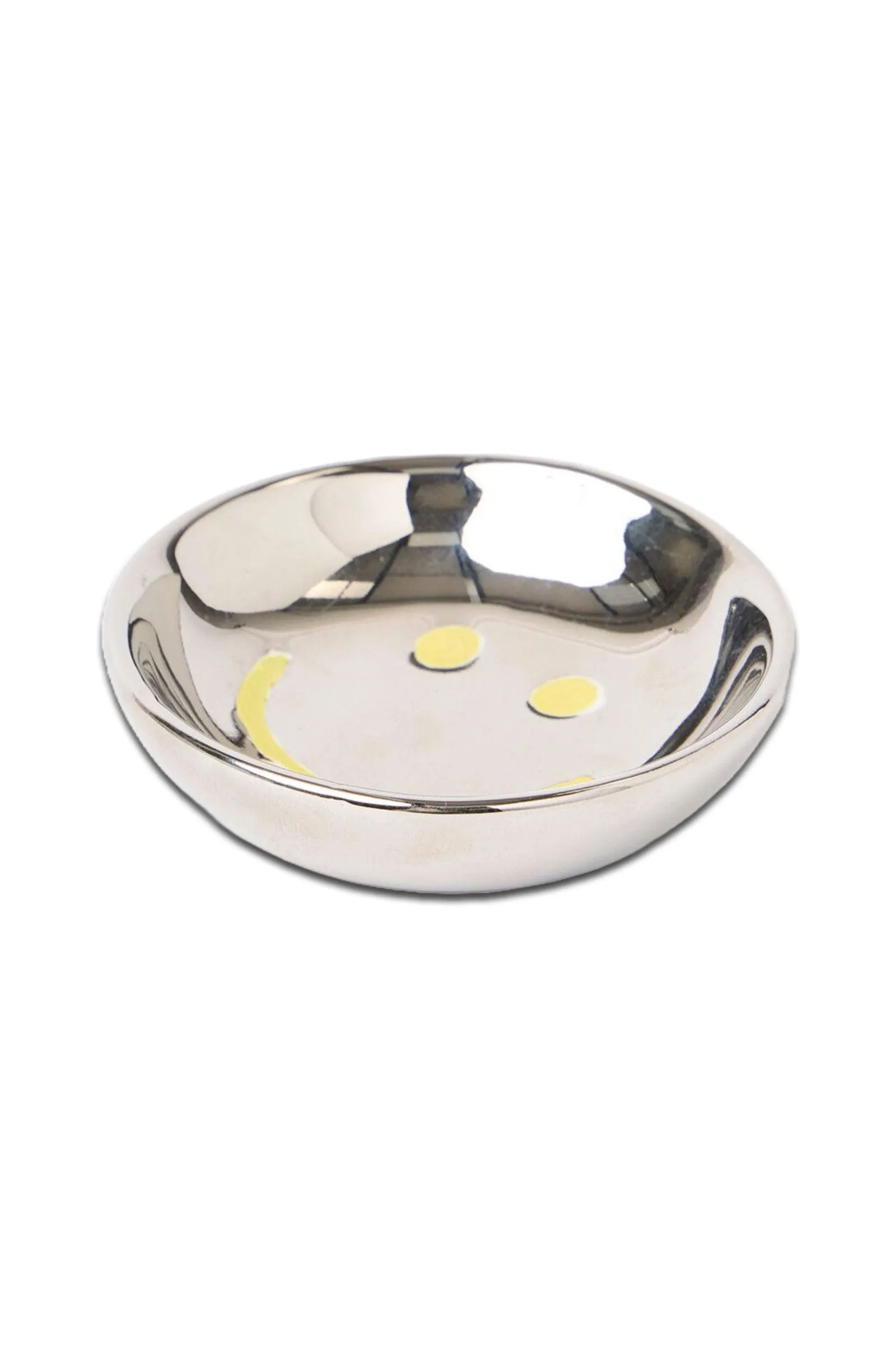 Smiley Face Ceramic Chrome Ring Dish