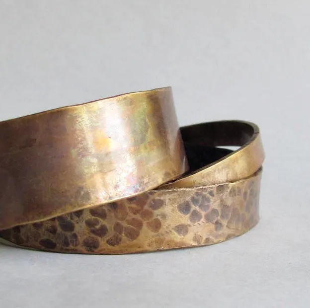 Stacking Bronze Cuff Set - 19th Anniversary Gift