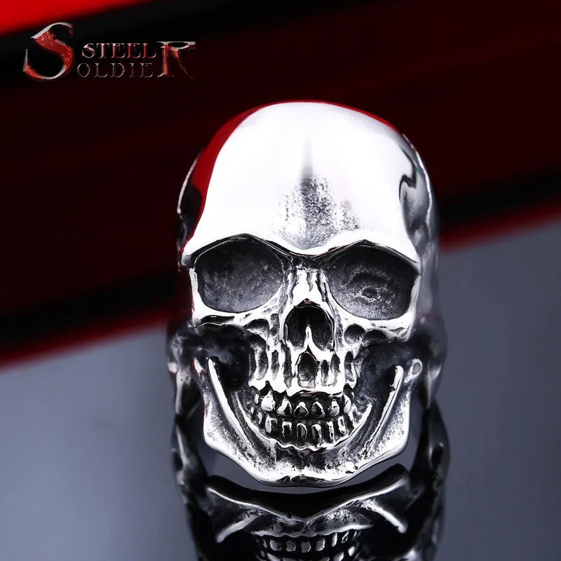 Steel soldier Stainless Steel Skull Ring punk biker Man Personality Jewelry