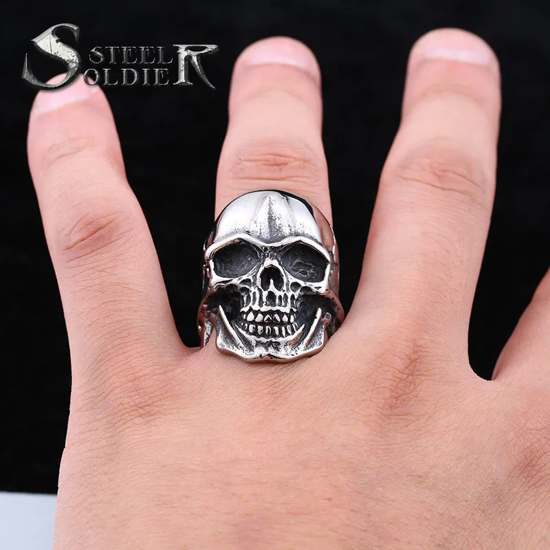 Steel soldier Stainless Steel Skull Ring punk biker Man Personality Jewelry