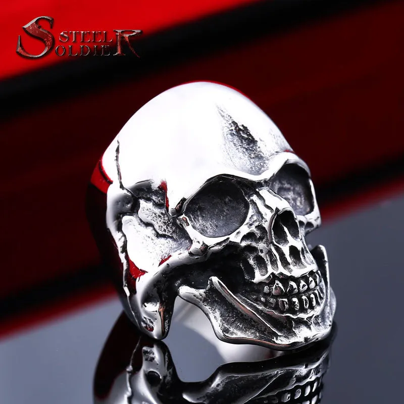 Steel soldier Stainless Steel Skull Ring punk biker Man Personality Jewelry