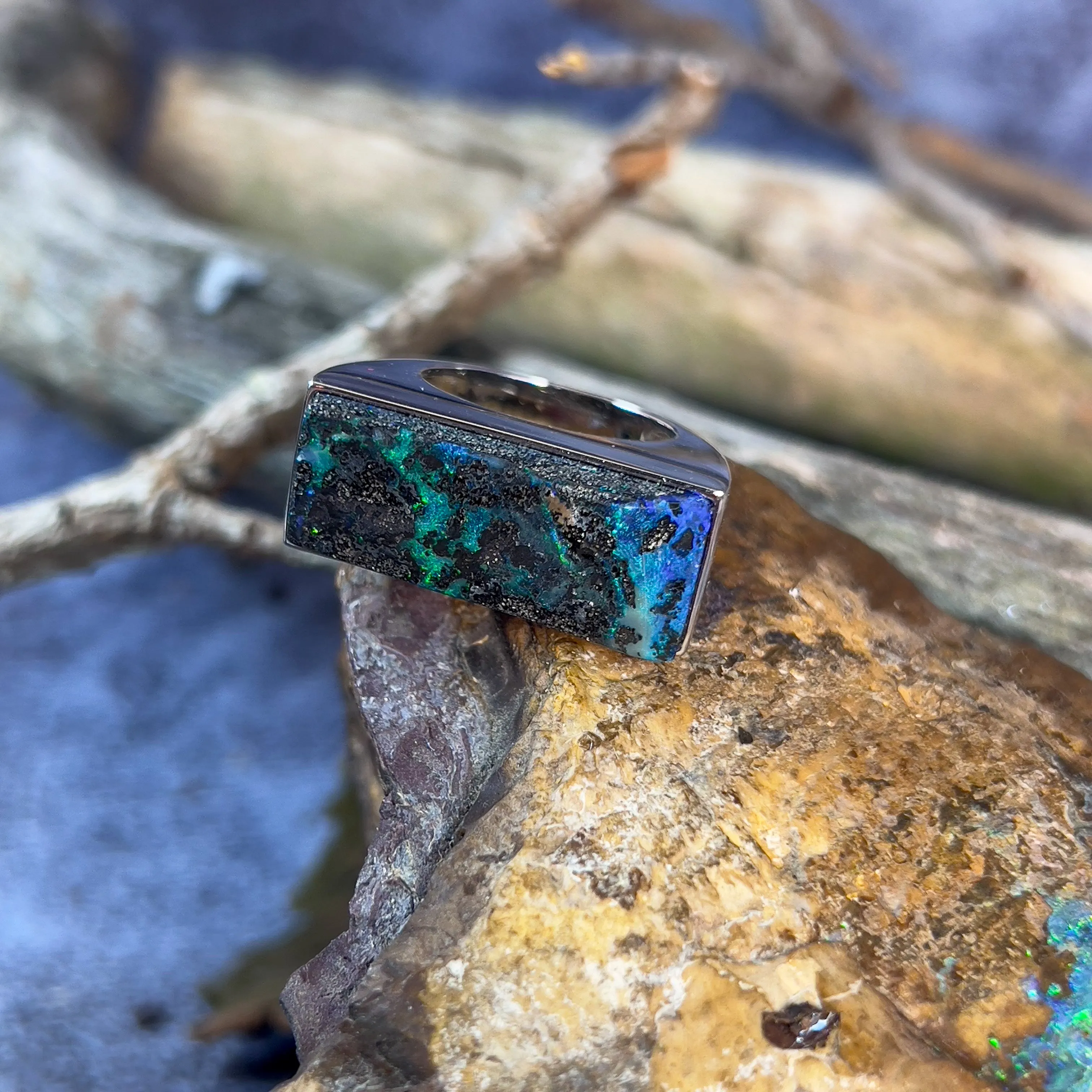 Sterling Silver Boulder Opal 15.58ct ring