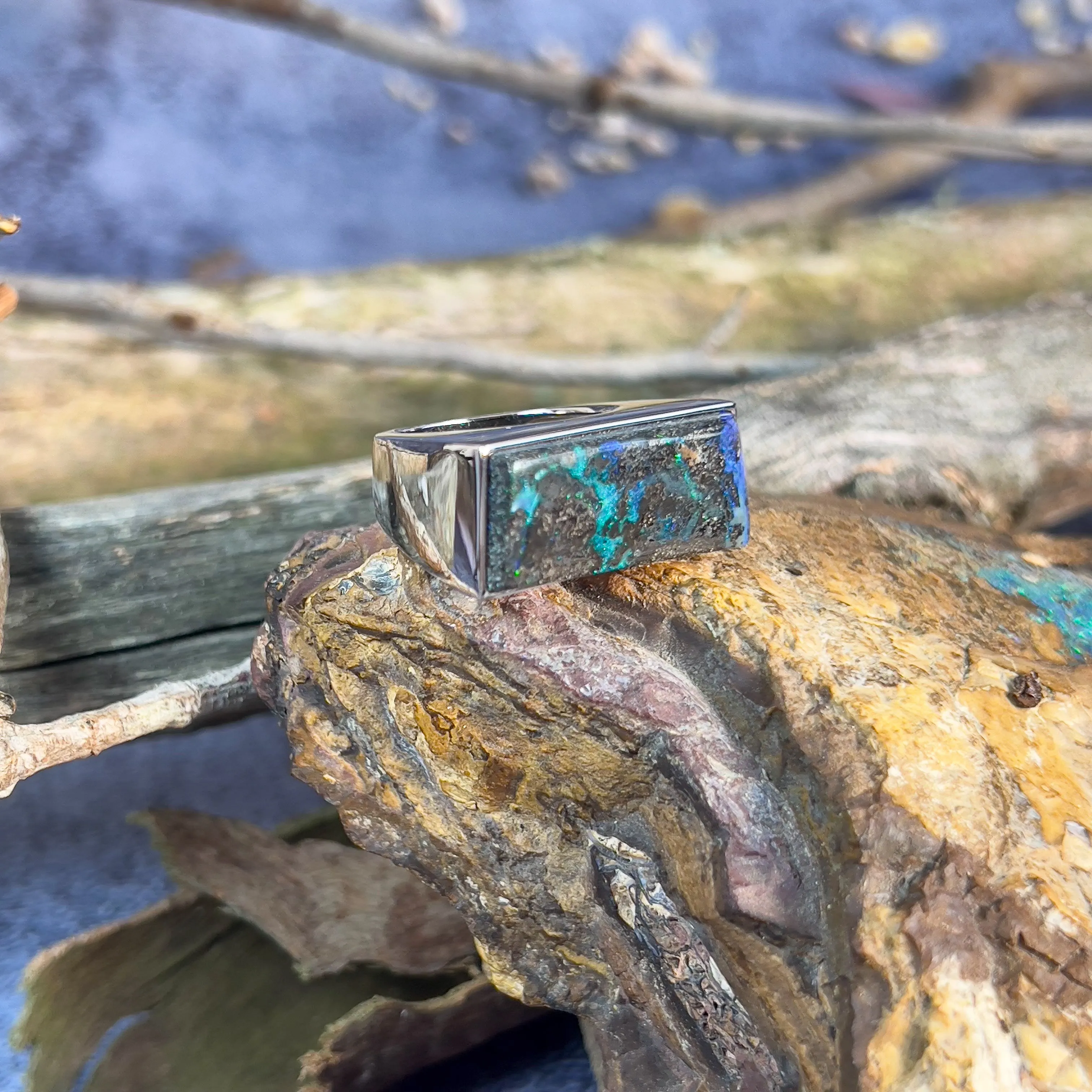 Sterling Silver Boulder Opal 15.58ct ring