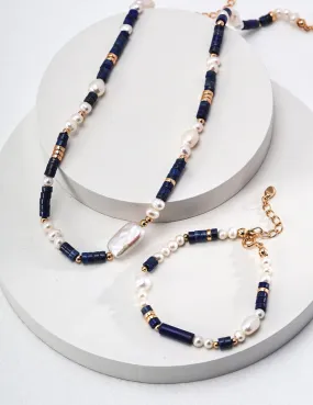 Sterling Silver Lapis Lazuli Pearl Necklaces