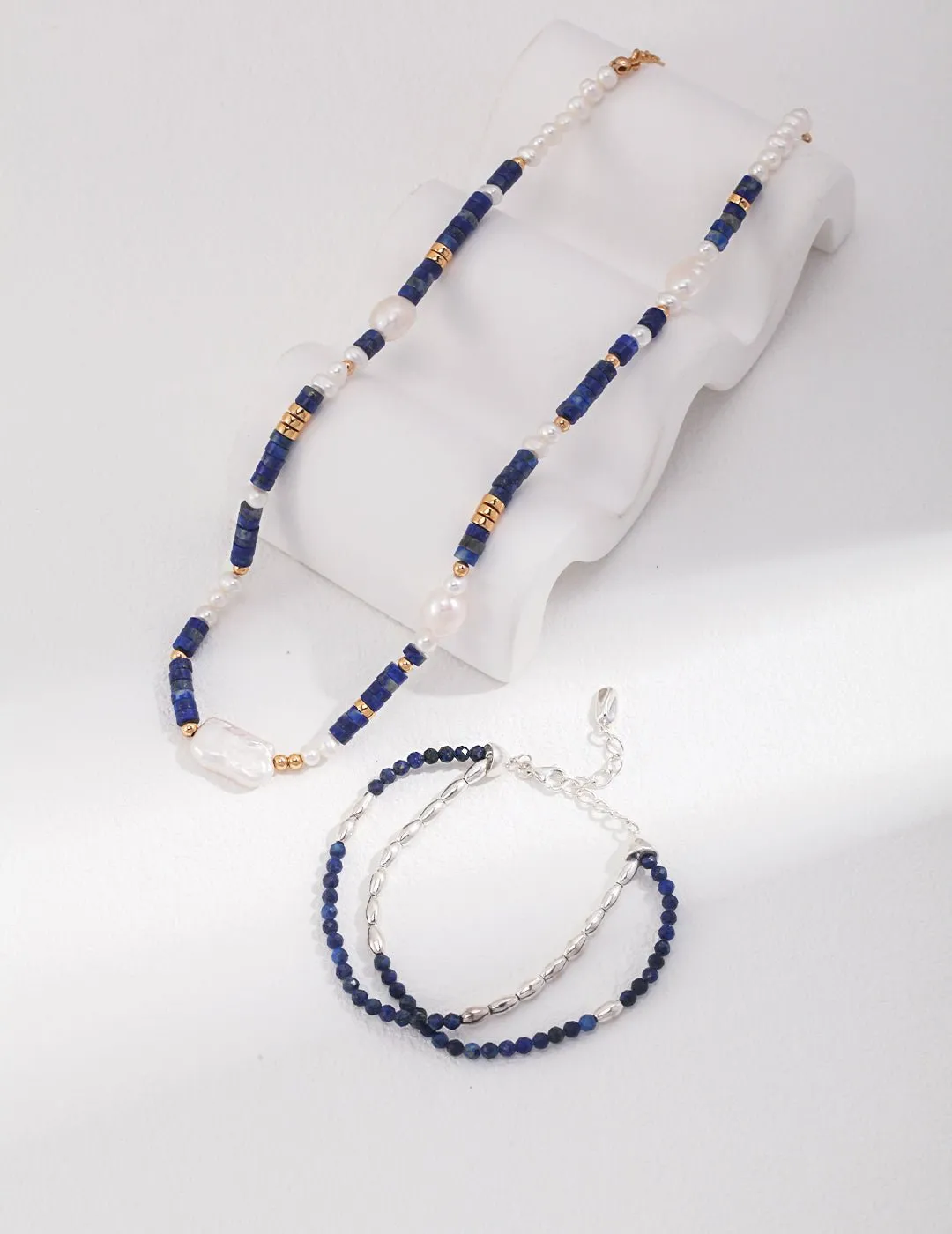 Sterling Silver Lapis Lazuli Pearl Necklaces