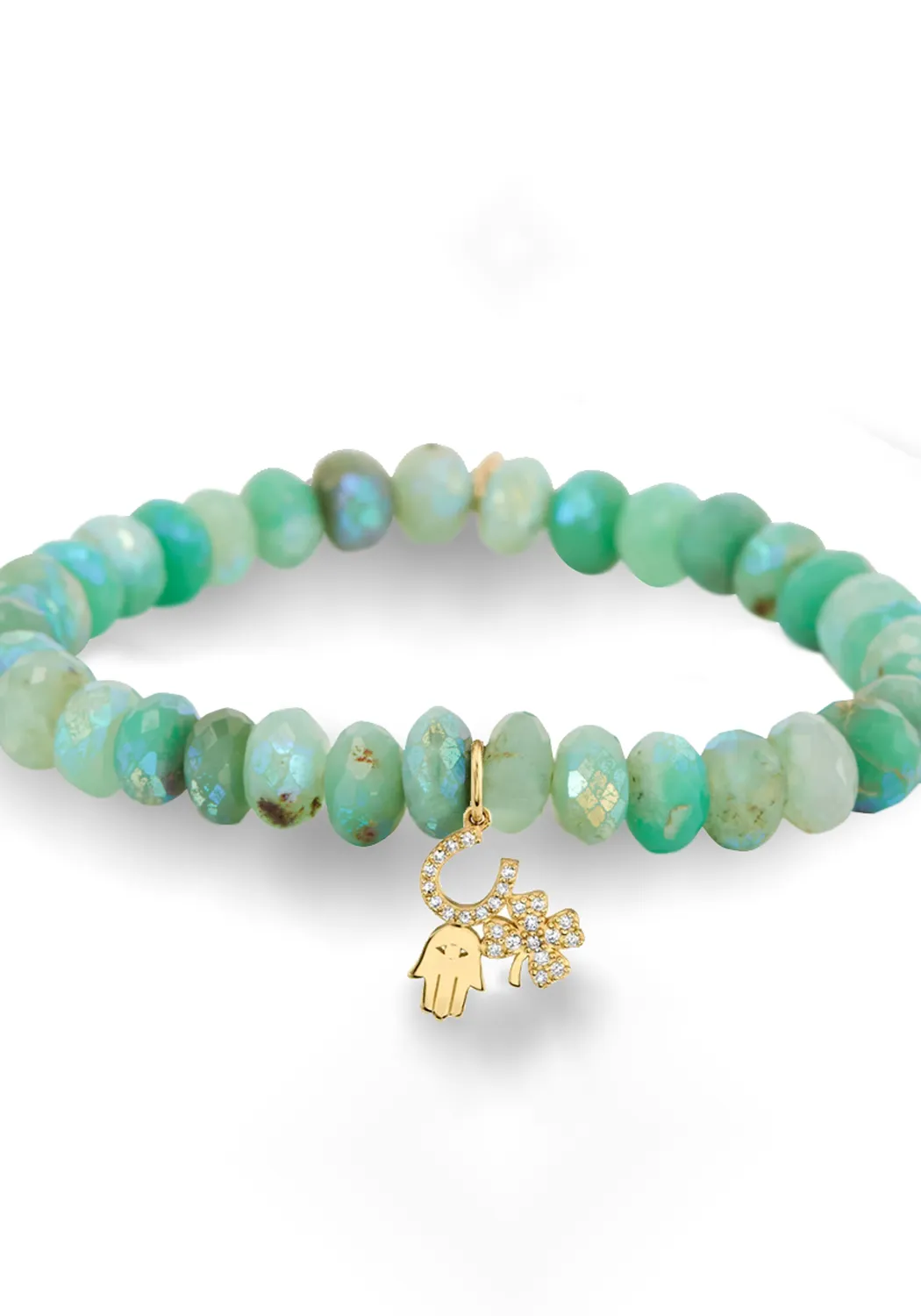 Sydney Evan Luck & Protection Diamond Charm Chrysoprase Bracelet