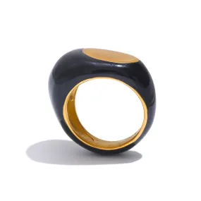 TEEK - Black Enamel Geometric Unique Ring