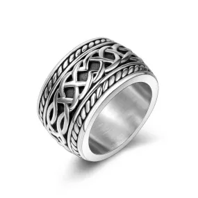 Titanium Steel Retro Punk Men's Ring - European and American Fashion Jewelry