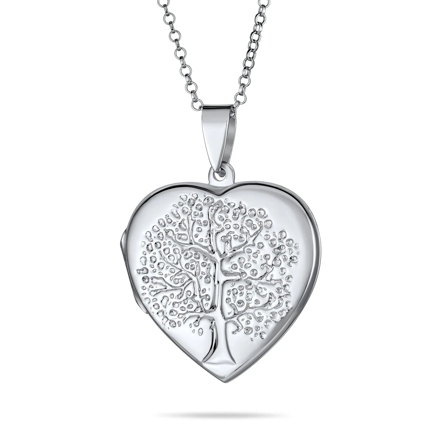 Tree Of Life Heart Shape Photo Locket Urn Pendant .925 Sterling Silver