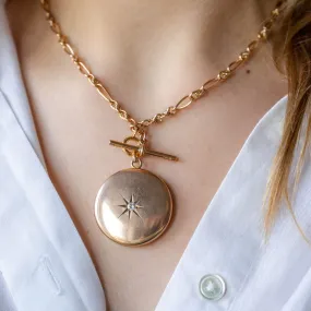 Victorian 14k Rose Gold Diamond Locket